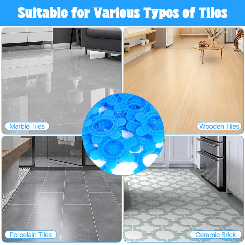 200 Pcs 6-in-1 Hexagon Tile Spacers 1–5mm Reusable Large 2.64 inch Plastic Tile Leveling Shims, Colour Coded Gap Clips for Wall & Floor Tiling, Fast Removal (Blue) 200 Blue