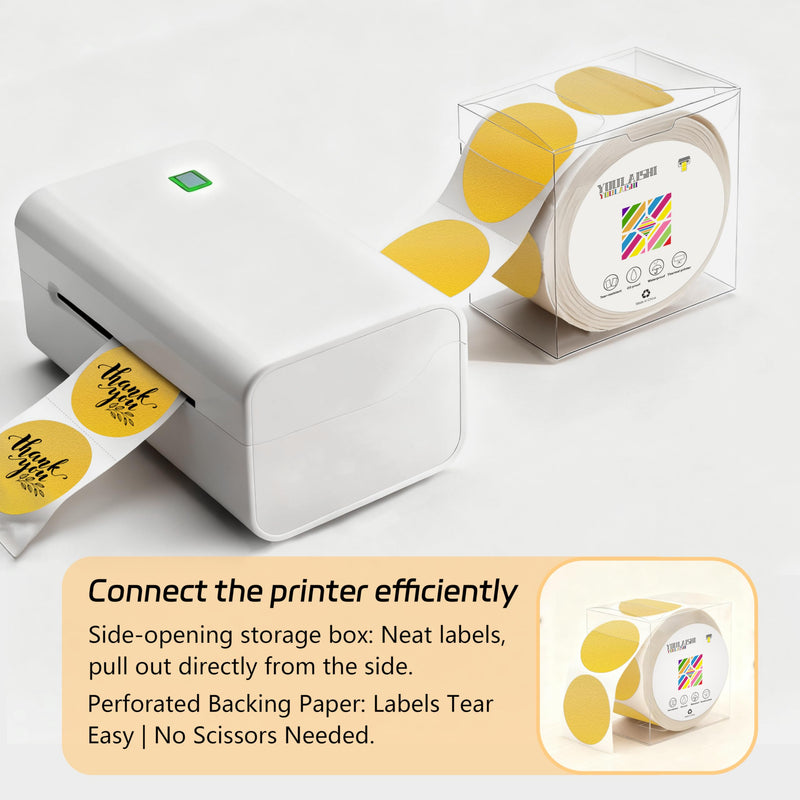 2 inch Dot Stickers Labels Circle Garage Sale Sticker 750Pcs Round Thermal Printer Stickers Printable Writable Price Labels for Yard Sale, Gold