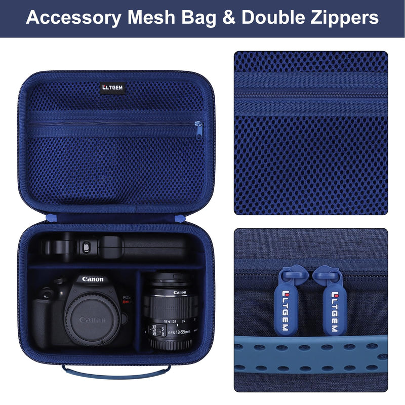 Small Camera Case Bag for Canon EOS Rebel T7/R50//R100 DSLR Camera Navy | Hard Carrying Travel Case for Canon EOS Rebel T7/R50//R100/R6 Mark II/R8/R6 Mark III/R50 V/T6/R10/R5 Mark II DSLR SLR Camera Navy Blue Small