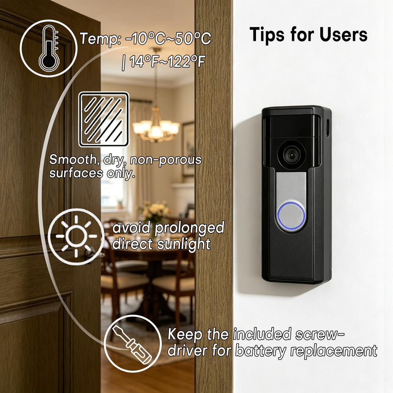 Impact-Reduce Encased Mount for Ring Battery Doorbell/Plus/Pro 2026 Model | Anti-theft Anti bird-droppings Adhesive Back or Drill-On Video Doorbell Cam Holder Bracket Ring Battery Doorbell/Pro/Plus (New model) Cardle