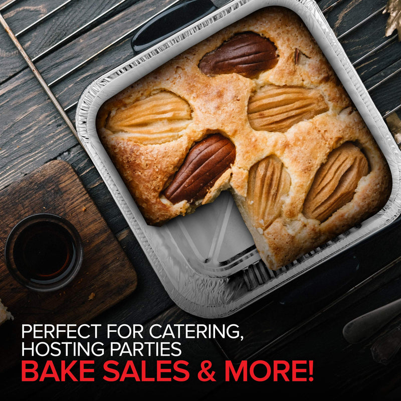 Stock Your Home 8x8 Foil Pans (50 Pack) 8 Inch Square Aluminum Pans - Foil Pans - Disposable Food Containers Great for Baking Cake, Cooking, Heating, Storing, Prepping Food 50 Pack