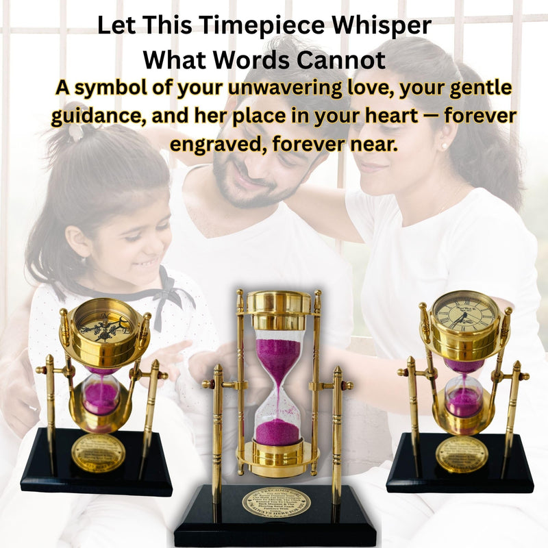 My Precious Girl Gift for her - Brass SandTimer ClockCompass Engraved Quote | Handmade Inspirational Gift for Women & Girls - Shiny Brass Table Top Desk Decor