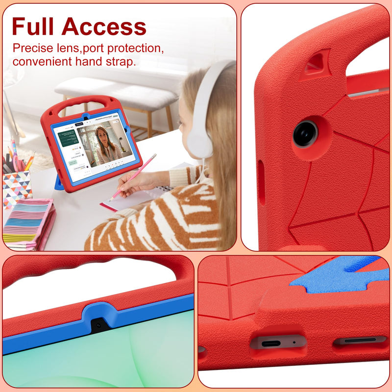Kids Case for Samsung Galaxy Tab A11+ 2025 / A9+ 2023 11", Shockproof Cover with Built-in Screen Protector and Stand for Galaxy Tab A11 Plus / A9 Plus 11 Inch (Red+Blue) Red+Blue