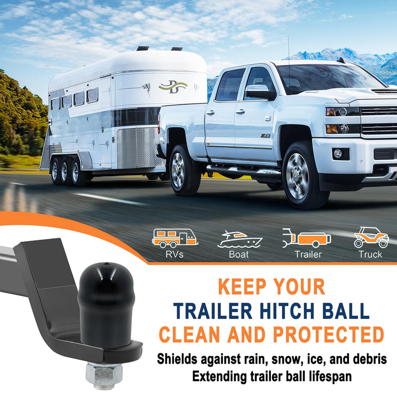 21811 Trailer Hitch Ball Cover, 2-5/16 Inch Black Rubber Hitch Ball Protector Cap, Heavy Duty Waterproof Dustproof Tow Ball Cover for RV, Trailer, Towing & Truck Accessories