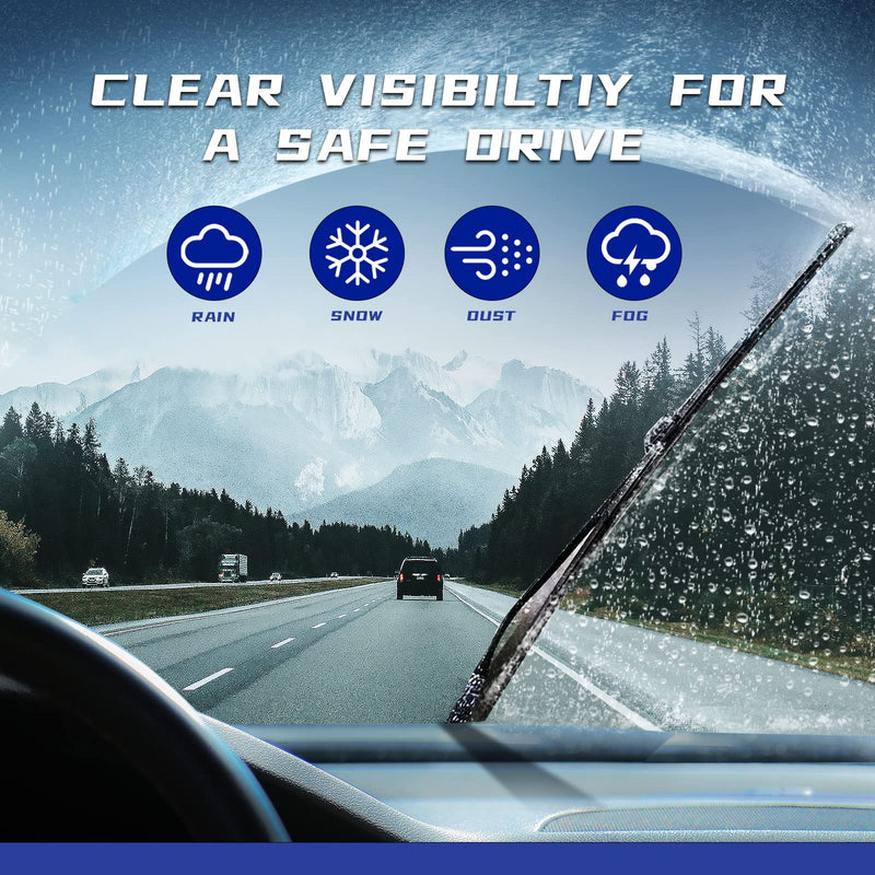 OEM QUALITY 22" + 22" Premium All-Seasons Stable And Quiet Windshield Wiper Blades(Set of 2) Black wiper blades 22"+22"(Pair For Front Windshield)
