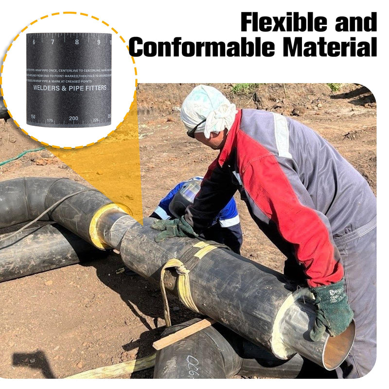 Relaxweex Pipe Wrap Around Flex Angle Pipe Measuring Tool for 6" to 30" Diameter Pipes, Heat Resistant (350⁰ F) Piping Fitter Tool with Storage Box for Diameter and Circumference Measuring & Marking 6" to 30" 350⁰ F