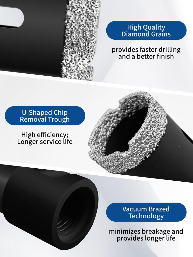 Diamond Drill Bits 1-1/4 Inch (32mm) for Porcelain Tile Ceramic Marble Brick Vacuum Brazed Hole Saw Black 32mm (1-1/4 in)