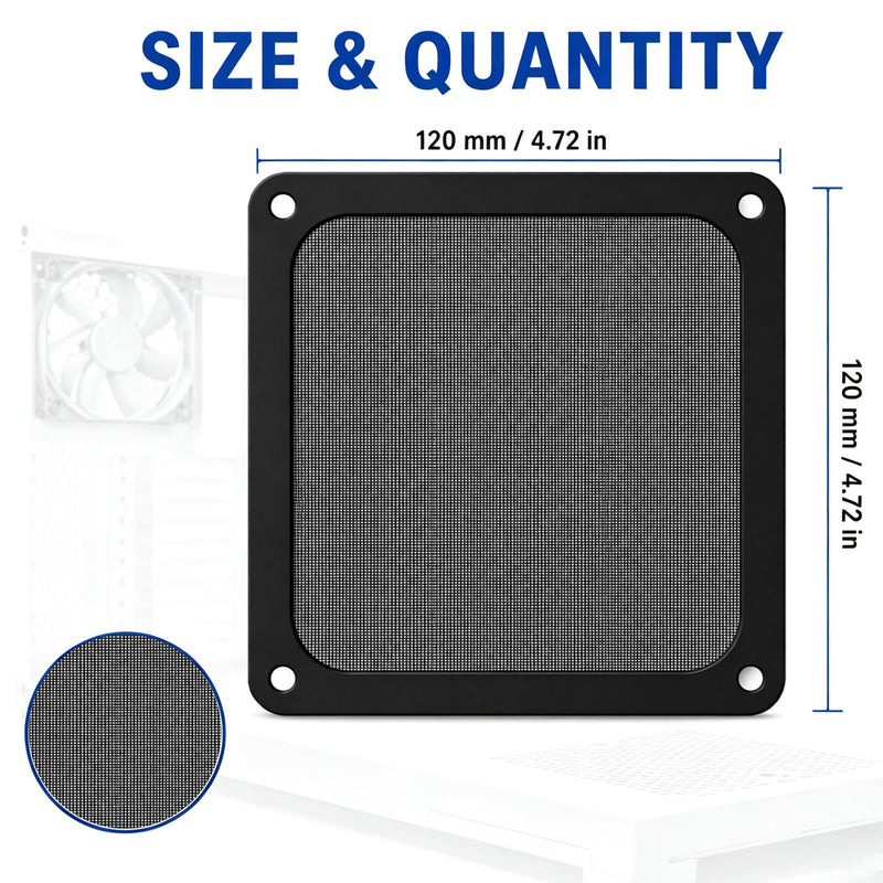 120MM Fan Dust Cover,Dust Filter,4 PCS Fan Filters,Magnetic Frame,Black | Nylon 120MM Fan Grill,120MM Fan Filter,Washable Dust Cover,Dust Filter,Durable Cooling,Tool-Free-for PC DF4-4PCS,NYLON