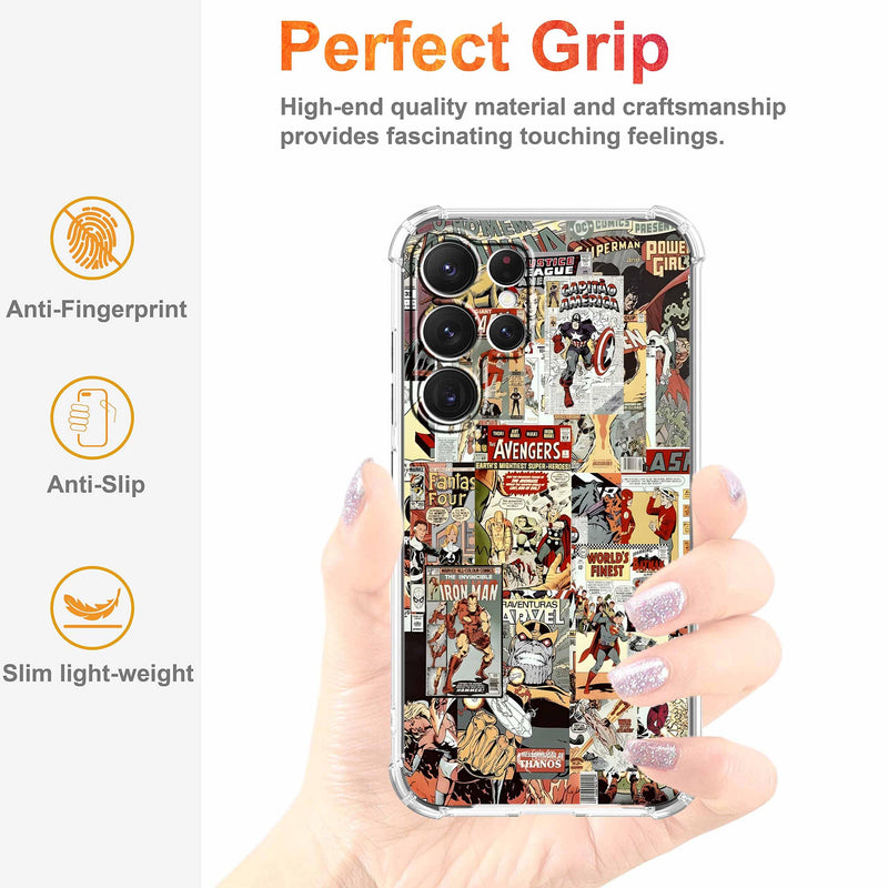 Case for Samsung Galaxy S26 Ultra with Superhero Design,Cartoon Comic Pop Culture Art Collage,Clear Soft TPU Bumper Phone Cover,6.9"(Hero,S26Ultra) Hero