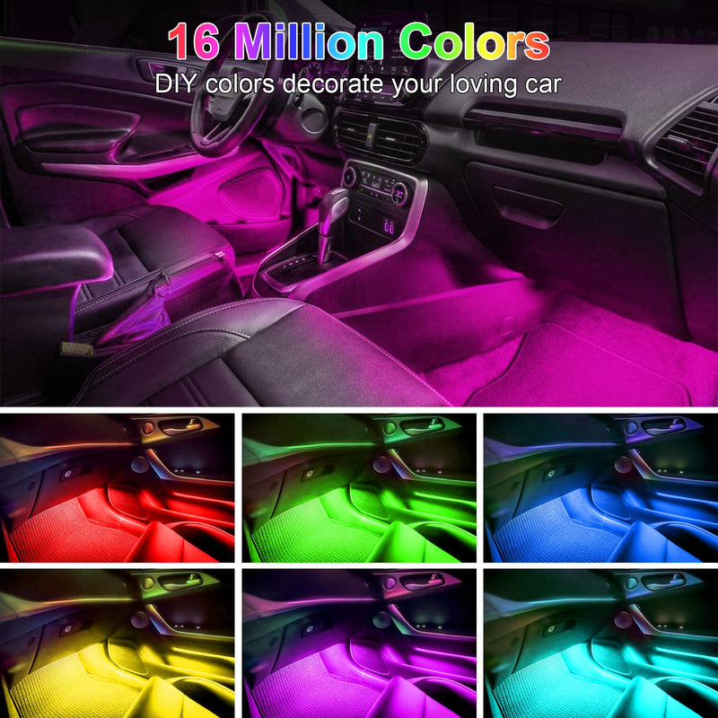 Smart Led Interior Car Under Dash Lights with APP Rhythm Light Strip Multicolor led Car Lights Kits, Sync Music,5V USB Car Led Lights 5V RGB+APP