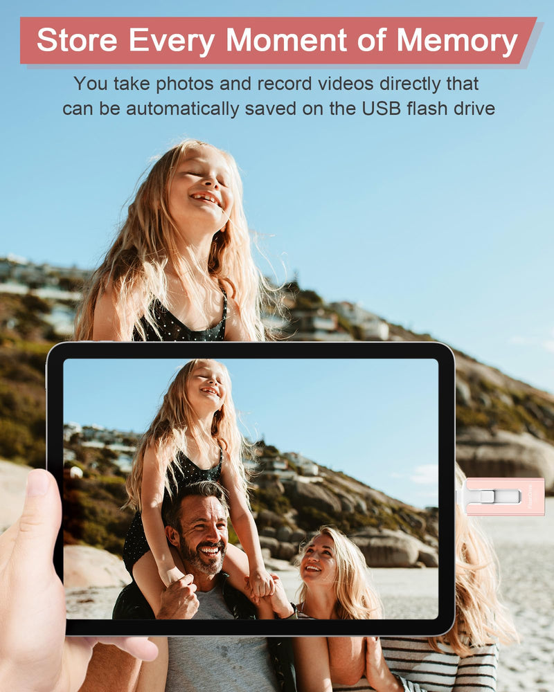 USB Flash Drive 512GB, Photo Stick Memory External Data Storage Thumb Drive Compatible for Phone, Pad, Android, PC and More Devices (Pink) Pink