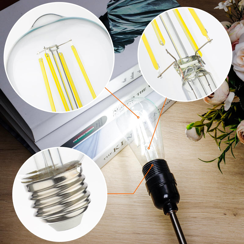 MAXvolador 12 Pack Vintage ST58 LED Edison Light Bulbs 60W Equivalent, 800Lumens Daylight White 5000K, E26 Base LED Filament Bulb 6W, Non-Dimmable, Clear Glass 12 Count (Pack of 1)