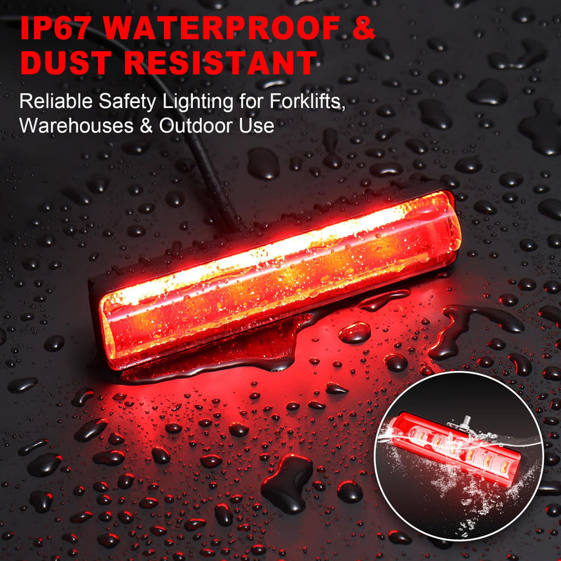 LED Forklift Safety Light Red for AGV Automated Guided Vehicle, Forklift Truck, Industrial Lift, Warehouse Safety, IP67 Waterproof, Aluminum Housing (2PCS) 2PCS