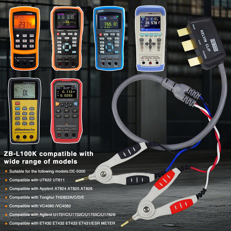 ZIBOO ZB-L100K Handheld LCR Test Clip Universal Digital Bridge Kelvin Test Line SMD Chip use for DE-5000 LCR Meter