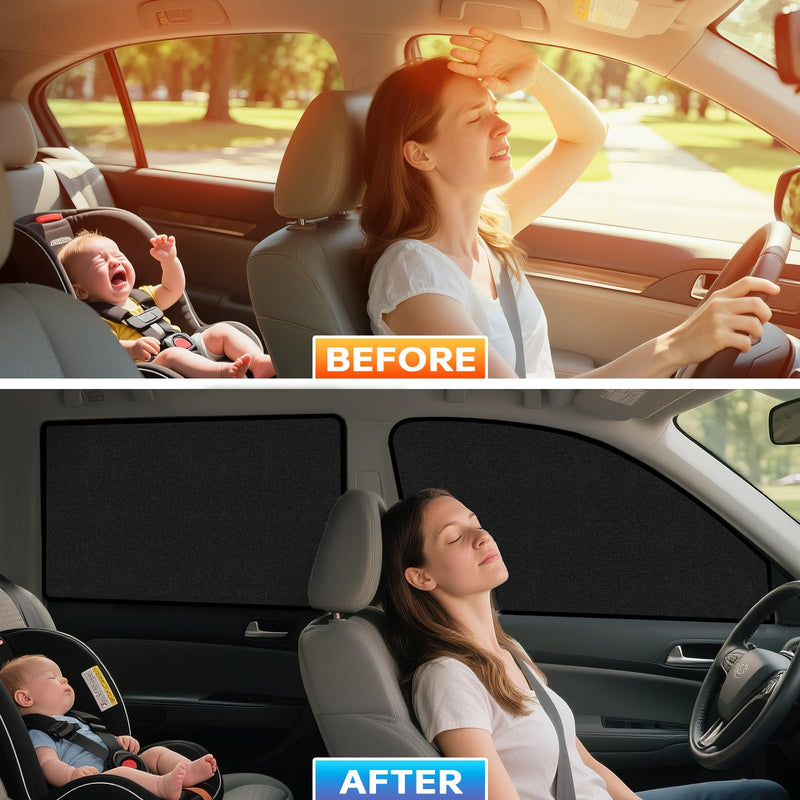 ZATOOTO Suede Car Window Shades 4PCS - Car Window Covers for Ultimate Privacy, UV Protection, and Heat Insulation, Sun Shade Perfect for Camping, Travel, Baby Safety, and Daily Use Blackout Suede 4pcs