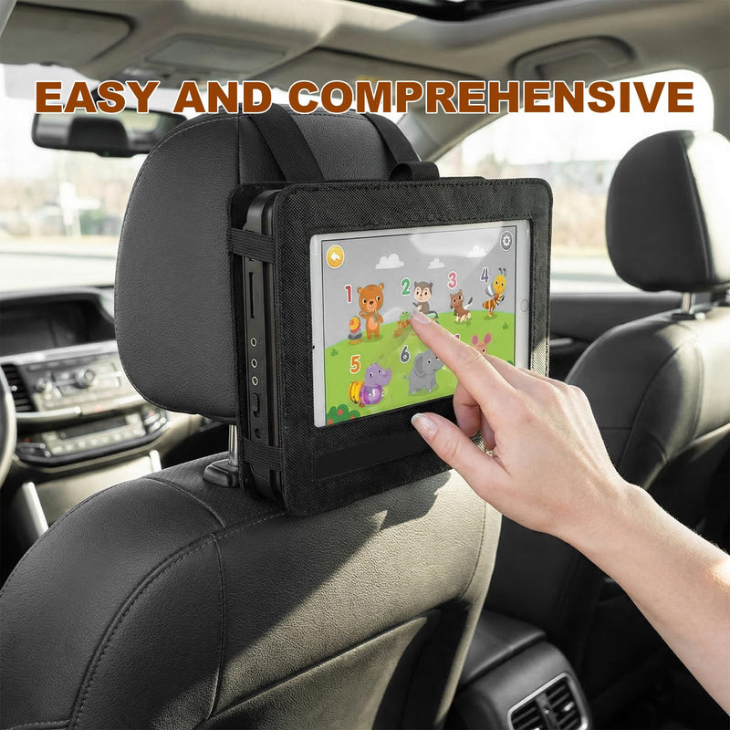 DVD Player Headrest Mount Holder, Portable Auto Backseat Mount for 9" to 10" DVD Players, Anti-Slip Video Player Headrest Holder for Most Cars SUVs MPVs, Car Accessories