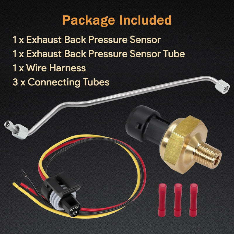 Stainless Steel Exhaust Back Pressure Sensor Tube & EBP Sensor with Wire Harness Fit for Ford F250 F350 7.3L Powerstroke Diesel 1999-2003 Replace # 1850353C1 1C3Z-9D477-AA 1837875C1