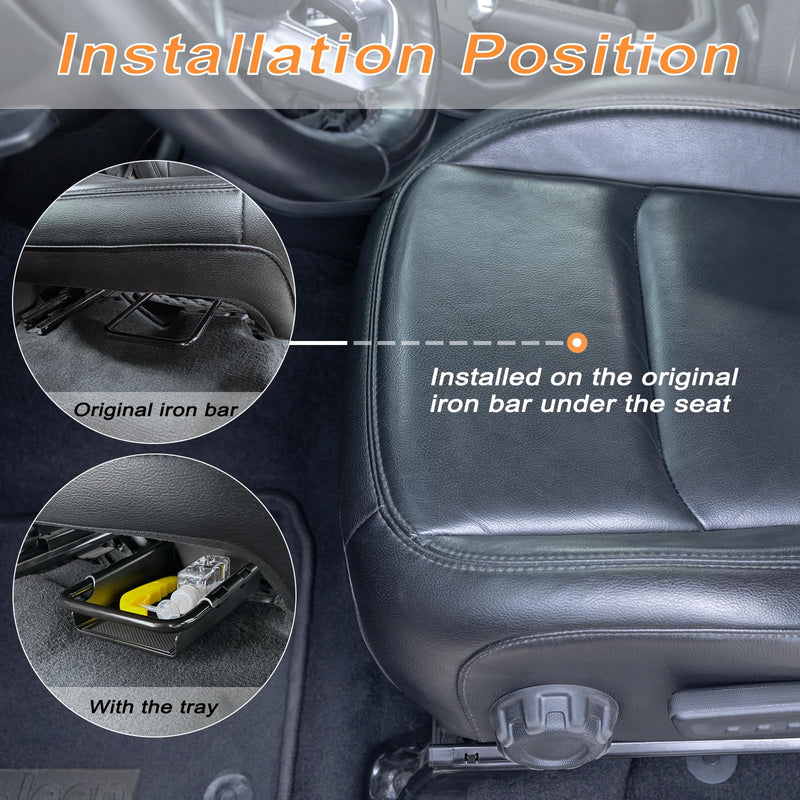 JKCOVER Front Under Seat Storage Organizer Tray Compatible with Jeep Wrangler JL/JLU 2018-2021 2022 2023 2024 2025 and Jeep Gladiator JT Truck 2020-2023 2024 2025 Hidden Accessories （Patented Design） under seat tray