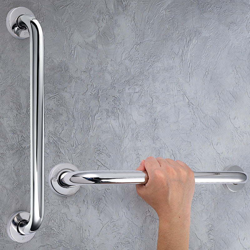 Blulu 2 Set Shower Grab Bar Stainless Steel Bathroom Grab Bar Handle Anti Slip Heavy Duty Bathtub Handle Support Balance Hand Rails for Bathroom Elderly Handicap Senior Pregnant (24 Inch) 24 Inch