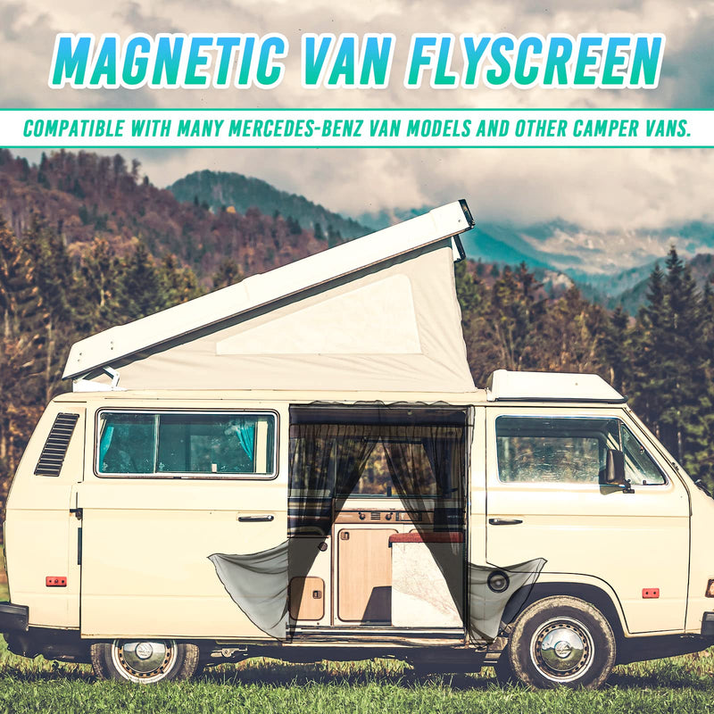 BLACKHORSE-RACING Magnetic Van Bug Fly Screen Replacement for Mercedes Sprinter Vans and Other Campervans, Magnetic Mosquito Net for Motorhome RV Sliding Door Van Screen Bug Mesh - Large