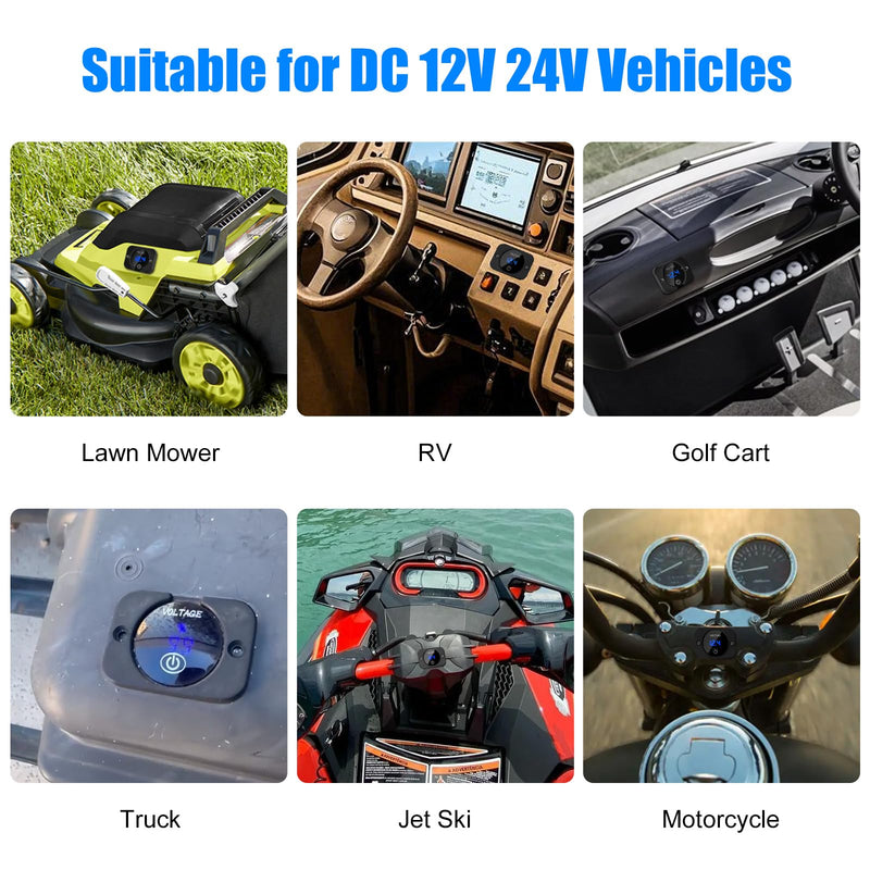 Linkstyle Battery Voltage Gauge, DC Volt Meter 12 Volt 24 Volt, LED Digital Display Voltage Meter, Waterproof Voltmeter with Touch Switch for Car RV Motorcycle Boat Golf Cart 1