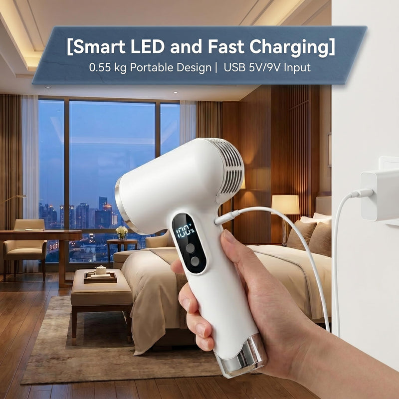 Cordless Hair Dryer 15600mAh Rechargeable Battery,Portable Wireless Blowdryer 3 Temperature Modes Heat Cold Settings. Lightweight 500g Ionic Travel RV Camping and USB High Speed Styling.