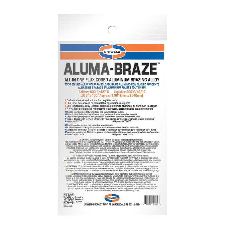 Uniweld UAB Aluma-Braze™, All In-One Flux Cored Aluminum Brazing Alloy