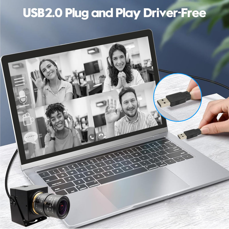 640fps USB Camera Ultra High Speed Monochrome Global Shutter, 120fps/210fps/420fps Webcam,2.8-12mm 4X Manual Zoom Lens, Plug&Play for Raspberry Pi Laptop Industrial Motion Capture Golf Swing 2.8-12mm 4X Manual Zoom Lens