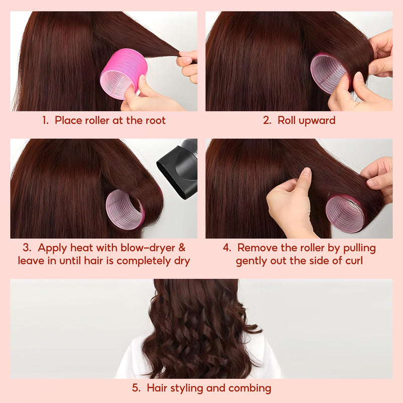 18pcs Hair Rollers,Self Grip Thermal Curlers for Long Short Hair Pink | Ceramic Ionic Thermal Hair Rollers for Hair Volume,Blowout styling Look,to Sleep In,Salon Quality Heatless Curls(Pink) Light Pink