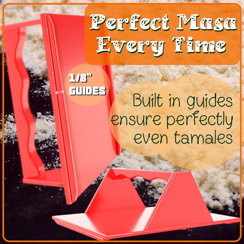 Tamales Masa Spreaders - Kitchen Utensils - Easy Grip Ergonomic Handle by Mindful Design (4 Pack, Red) 4 Pack Roja Red