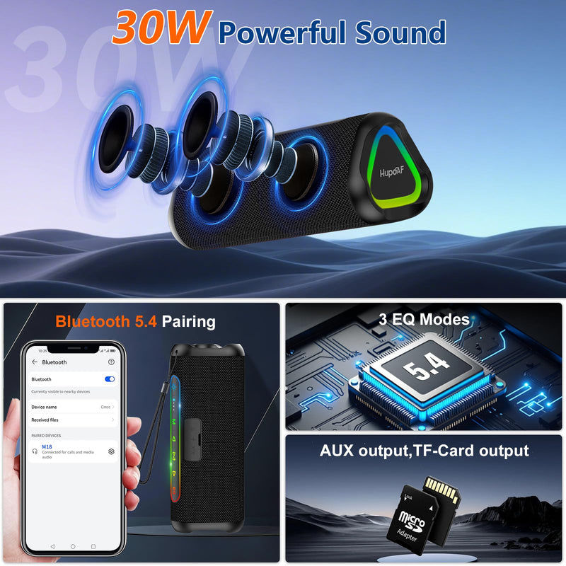 Hupoaf Magnetic Bluetooth Speaker for Golf Cart, Portable Speakers Outdoor | 24H Playtime, IPX7 Waterproof, Wireless Speakers with Strong Magnet, Loud Stereo Sound, Golf Gifts (Supports TWS & SD Card) Black