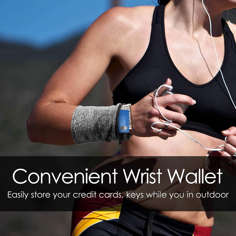  [AUSTRALIA] - Wrist Wallet for Women Men, Wristband with Zipper Pouch Purse for Running, Walking, Hiking, Jogging, Travel, Events, Spandex Sweatband Wallet for Keys, Cash, Cards, Napkin