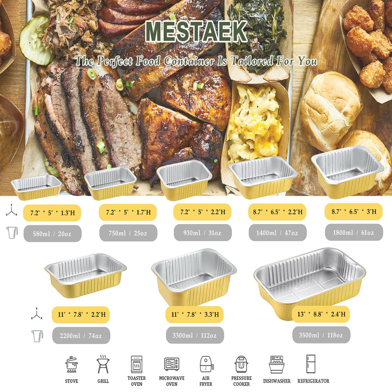 118oz Aluminum Foil Pans with Lids & Handles, 5 Pack | 13 x 8.8 Inch, Extra Thick Foil, Oven and Freezer Safe, Ideal for Baking and Food Storage 3500ml/118oz/3.7qt(5pcs)