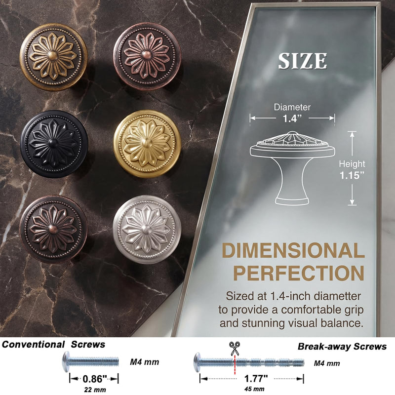DWYL & LWYD Cabinet Knobs 10 Pack,Oil Rubbed Bronze Solid Zinc Alloy,1-2/5"Dia Round Heavy Duty Antique Bronze Kitchen Cabinet Handles Vintage Drawer Knobs Dresser Knobs for Cabinets and Drawers Oil Rubbed Bronze