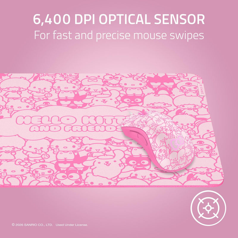 Razer DeathAdder Essential Gaming Mouse, Hello Kitty and Friends Edition | 6400 DPI Optical Sensor, 5 Programmable Buttons, Mechanical Switches, Rubber Side Grips