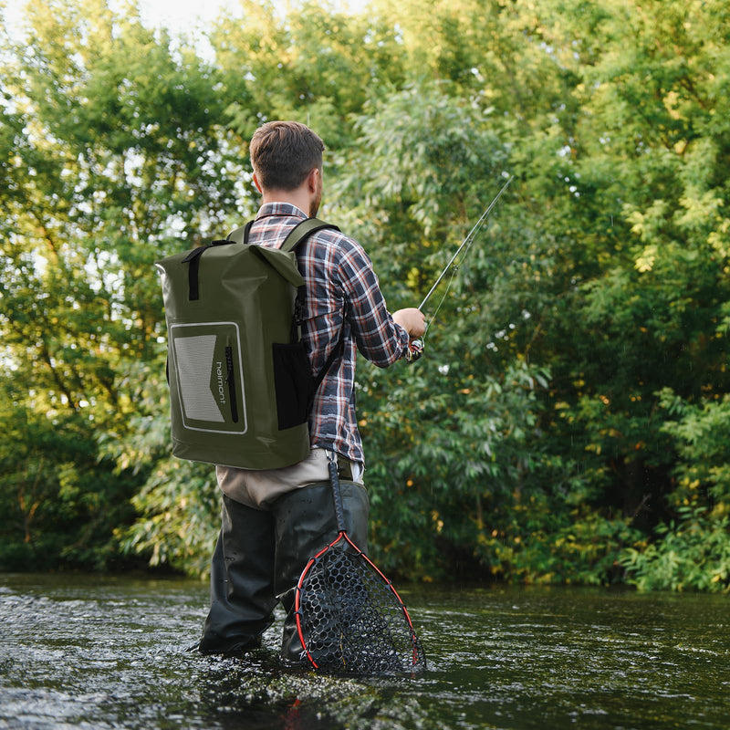 Haimont Waterproof Backpack Dry Bag Floating Roll Top Dry Sack Durable Backpack for Kayaking, Surfing, Rafting, Fishing, 30L Army Green
