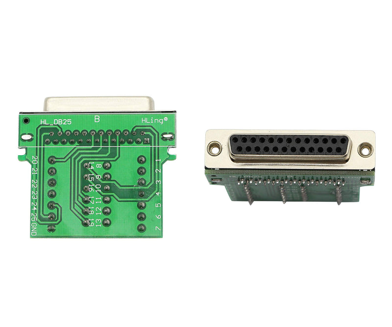 CERRXIAN DB25 Breakout Board, DB25 Female D-SUB Connector to DB25 Screw Wiring Solderless Terminal Module Breakout PCB Board Kits with Plastic Case (F Black)