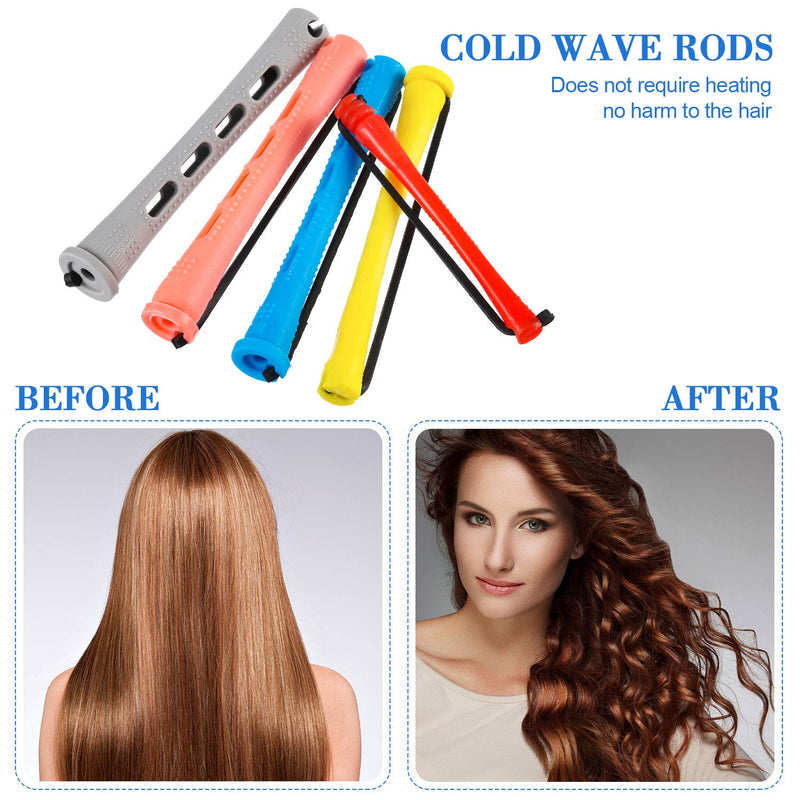60 Plastic Perming Rods Set - Cold Wave Rods with 5 Sizes, Hair Curling Rollers, Rat Tail Comb & Stainless Steel Pintail Comb for Women & Girls | Plastic Cold Wave Rods with 5 Sizes, Hair Curling Rollers, Rat Tail Comb & Stainless Steel Pintail Comb fo...