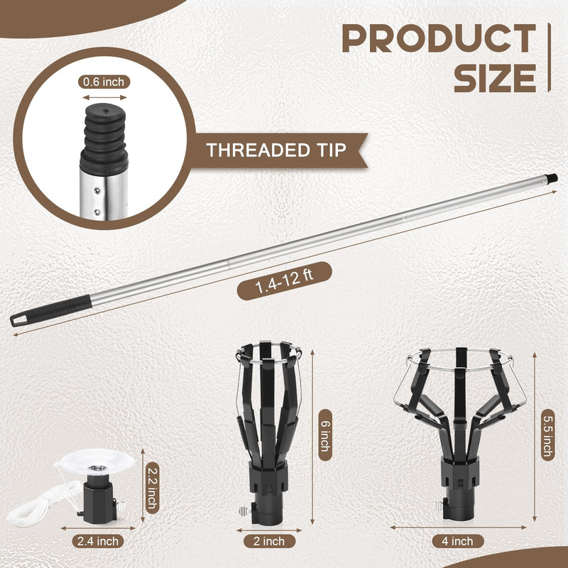12FT Light Bulb Changer for High Ceilings, Light Bulb Changer with Baskets and Suction Cup, Light Bulb Removal Tool with Pole