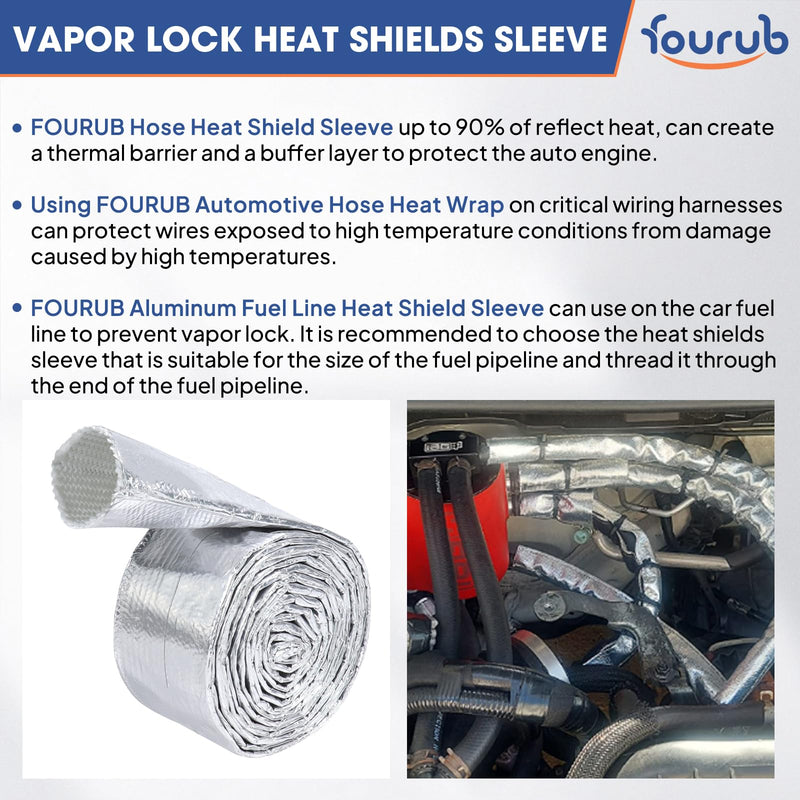 Automotive Heat Shield Sleeve Aluminized Wire Sheathing Roll - Heat Resistant(485 Fahrenheit), Vapor Lock and Insulation Fuel Line HeatShields (1-1/2''-9ft) 1-1/2''-9ft