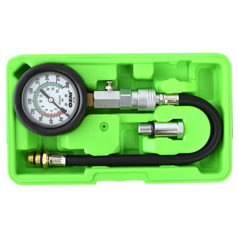 OEMTOOLS 37138 Compression Tester Gauge Set, Compression Tester Automotive, Engine Compression Tester with Flexible Hose, 14mm and 18mm Adapters