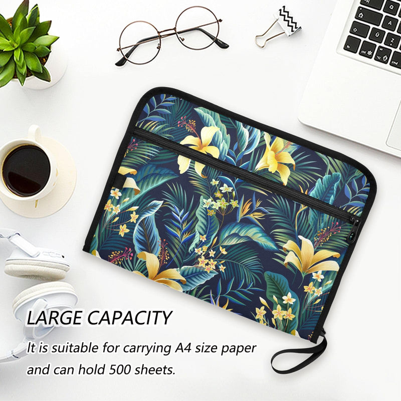 Hibiscus Plumeria Palm File Folders,Plastic Folders with 13 Pockets,Expandable File Folder for Documents School Students Office,Aesthetic Folder with Labels A4 Letter Size Multi 26