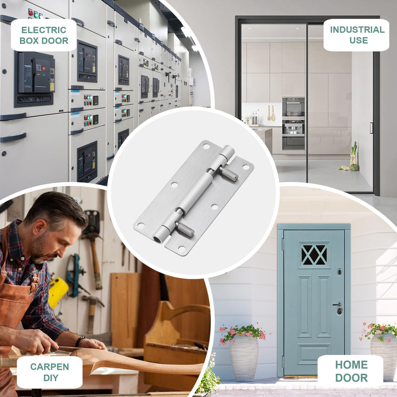 4 Inch Quick Release Hinge, Stainless Steel 304, Detachable, Spring Release Hinges with 6 Holes for Cabinet Lids, Electrical Enclosure Doors, Horizontal & Vertical Mounting (4, 4 inch)