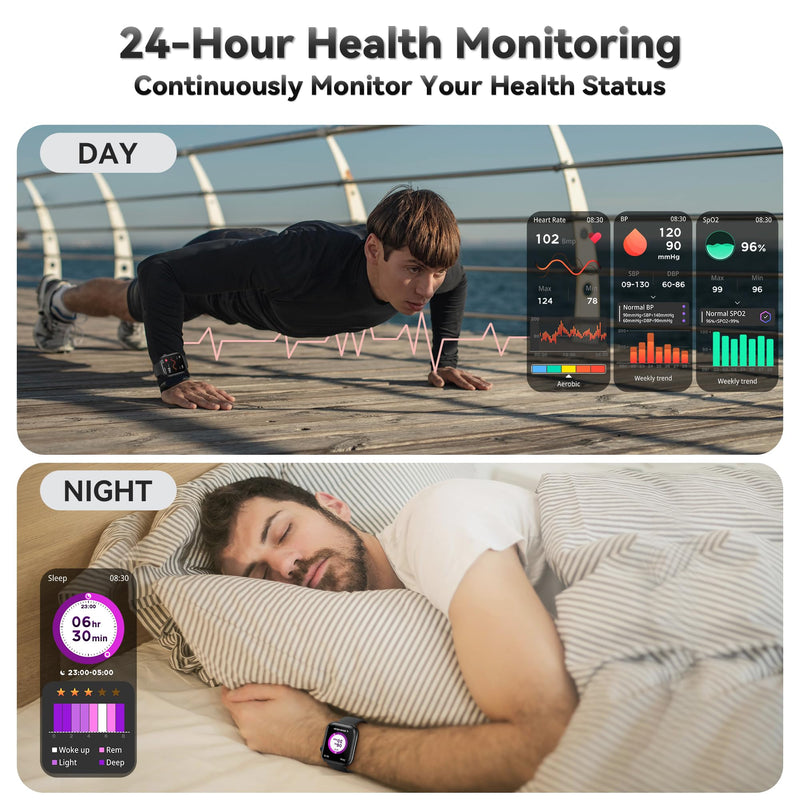 Smart Watch for Men Women(Answer/Make Call), 1.83" Fitness Watch with Heart Rate/Blood Pressure/Blood Oxygen, Pedometer, Sleep Tracker,120+ Sport Modes, IP68 Waterproof Fitness Tracker for Android iOS Black