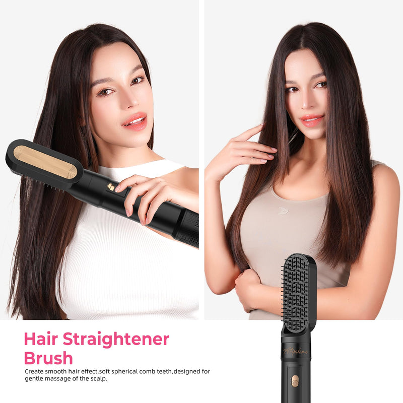 Airbrush 6 in 1 Hair Styler 6 in 1 Magic Styler 1000w Hair Dryer Brush | Magic Styler 60000rpm Hair Dryer Brush, L&R Airflow Hair Curler,Curl Straighten Wavy Smooth Multistyler Gifts 3 Temps Setting Creamblack