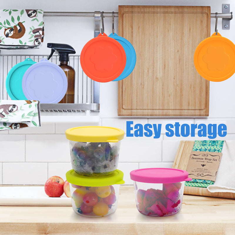 1 Cup (4 Pack) + 2 Cup (4 Pack) Silicone Replacement Lids Storage Cover for Pyrex 7202-PC and Anchor Hocking Glass Bowls (Container not Included) 8 Pack Microwave, Dishwasher and Freezer Safe 1 Cup + 2 Cup - 8 Pack