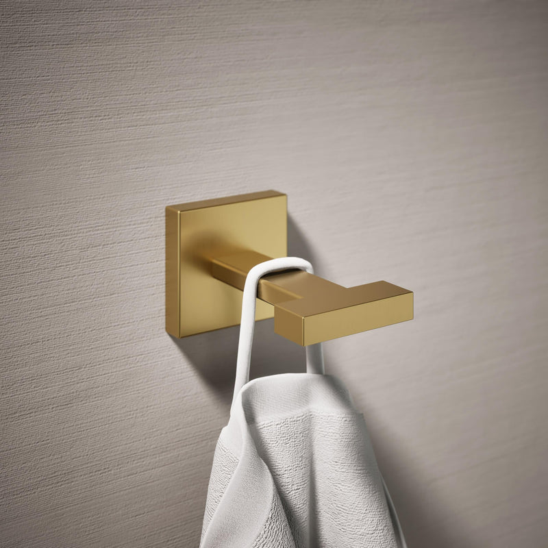 Kohler 23290-2MB Square Robe Hook, Vibrant Brushed Moderne Brass