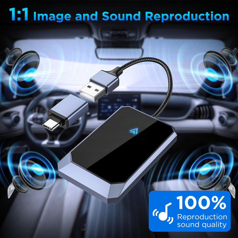 Android Auto Wireless Adapter - Instant Connection, Gray | Carplay wireless adapter, Converts Wired to Wireless, Compatible with Android 10+ & Cars from 2015