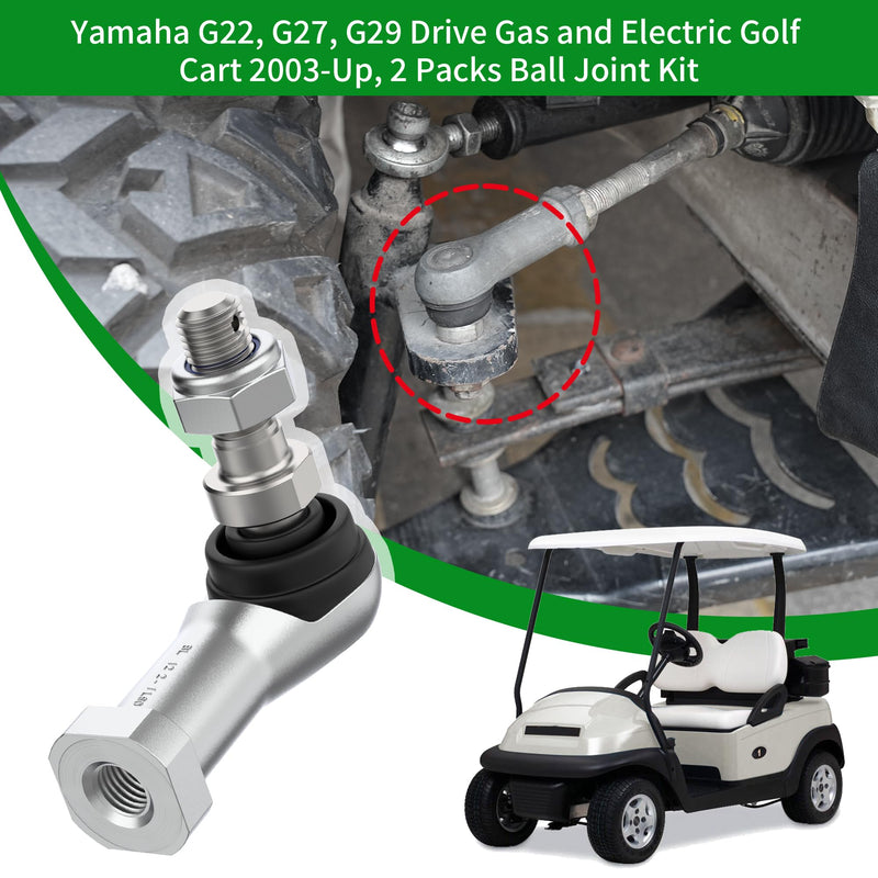10L0L Outer Tie Rod End for Yamaha G22, G27, G29 Drive Gas and Electric Golf Cart 2003-Up, 2 Packs Ball Joint Kit, Replace OEM JU0-F3841-00, JU0-F3841-00-00