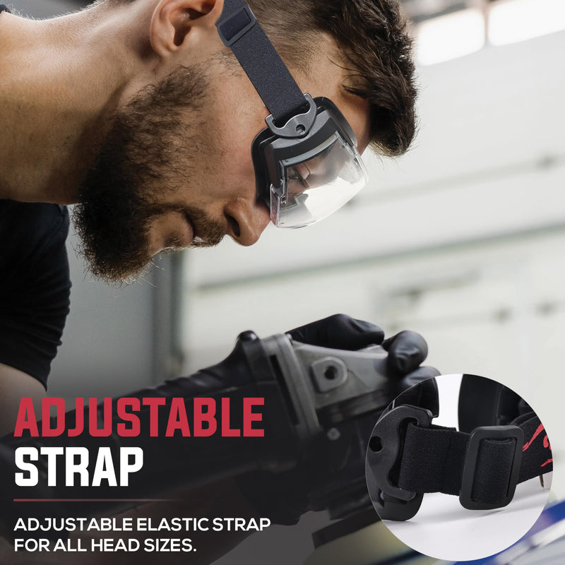 BISON LIFE SplashPro, Safety Goggles Over Glasses, ANSI Z87.1 Anti-Fog Safety Goggles, Impact & Scratch Resistant, Eye Protection Over Prescription Glasses, Adjustable Strap, Lab & Work Goggles
